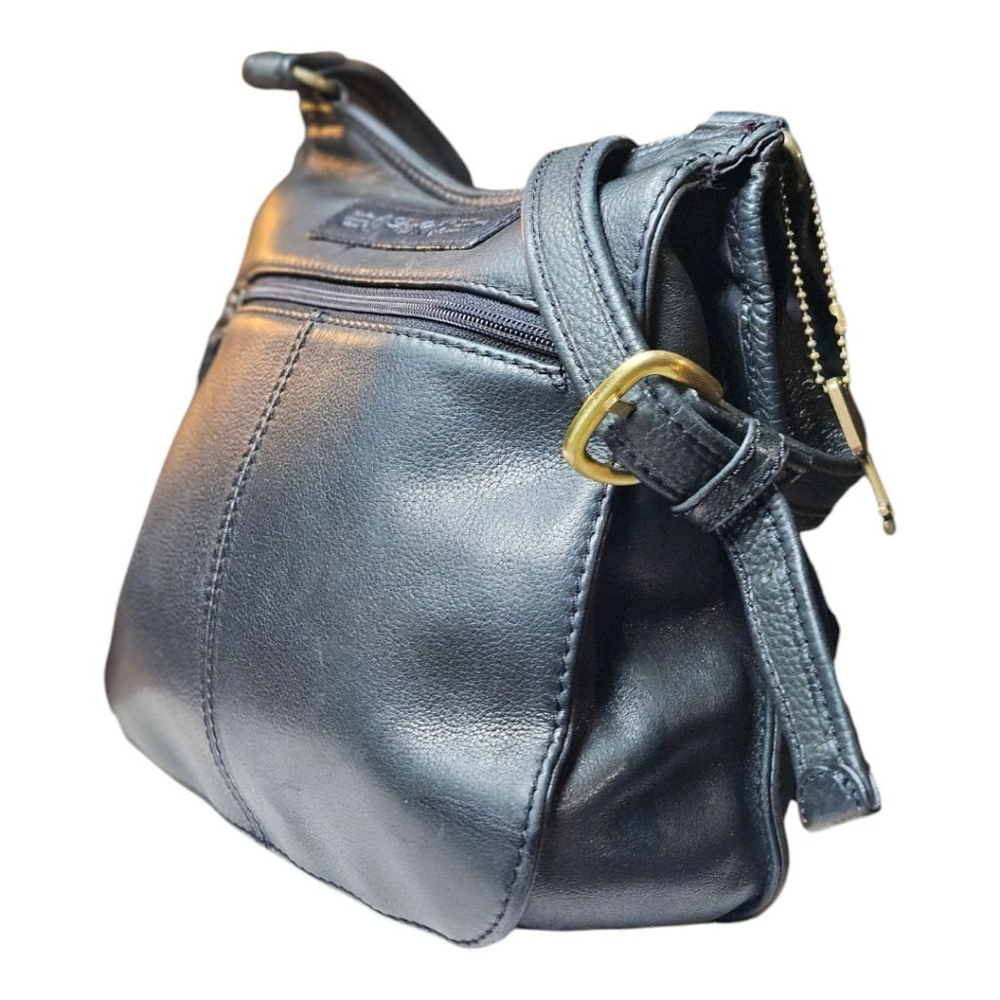 Fossil Women's Green and Black Leather Crossbody Bag